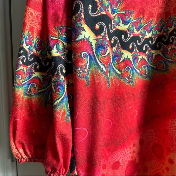 fractal art psychedelic v neck indie boho blouse - Picture 4 of 7